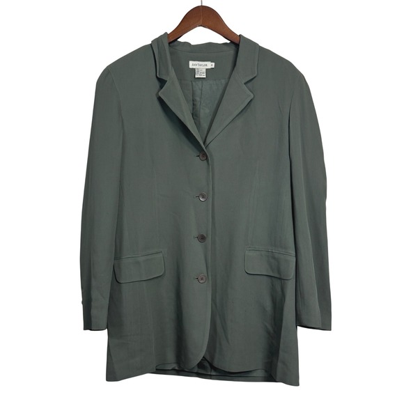 Ann Taylor Jackets & Blazers - Ann Taylor Vintage 100% Silk Blazer Olive Green Button Front Jacket Womens 10